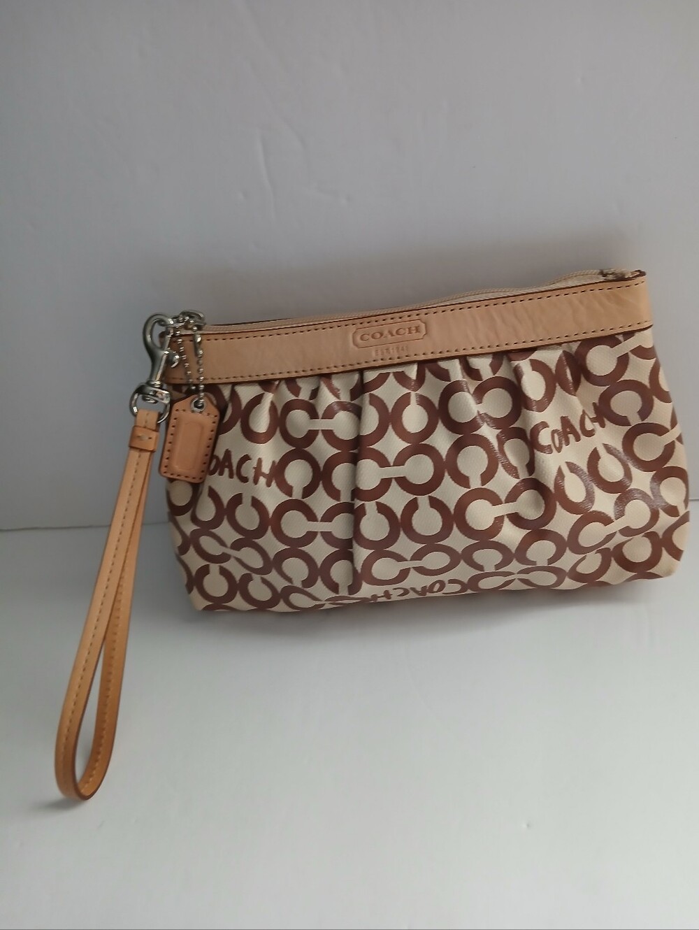 Coach Signature Op Art Pleated Wristlet
